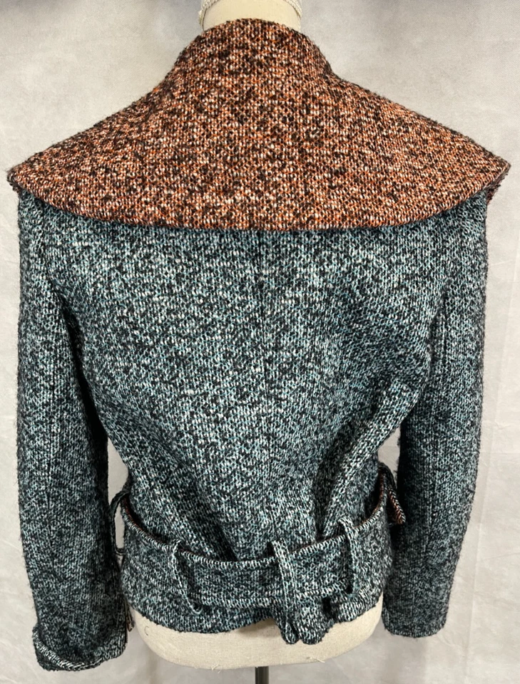 Jaqueta Carven Tweed Riders com zíper e cinto tamanho 40 - Imagem 3 de 4