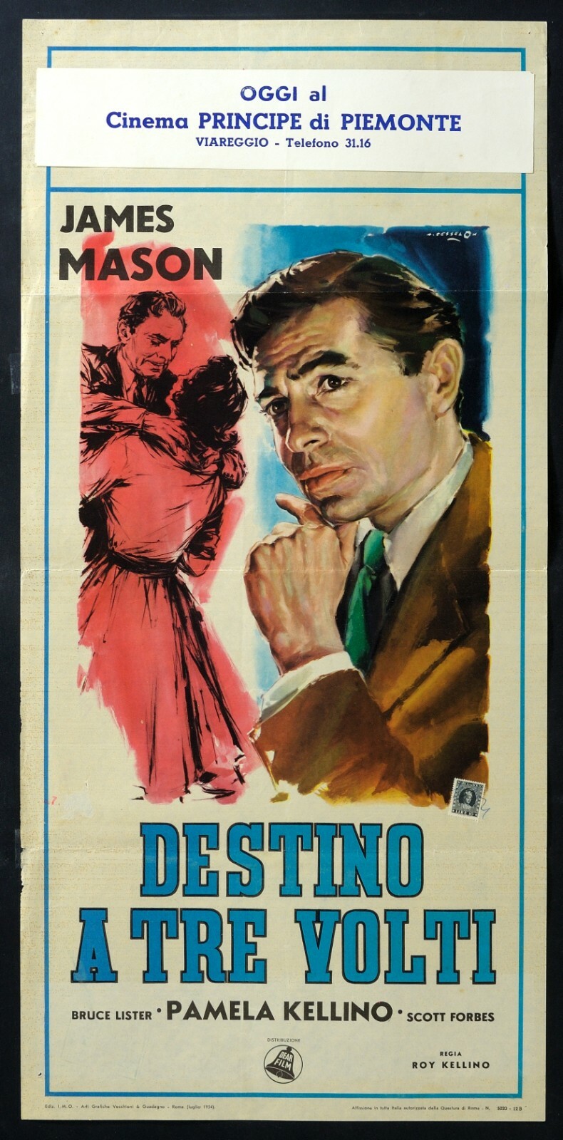 Locandina originale film DESTINO A TRE VOLTI (1955) - Regia di Roy Kellino