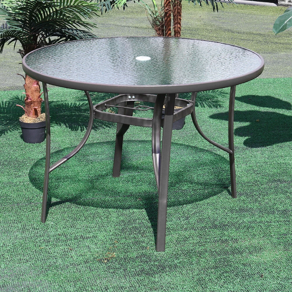Black metal round outdoor table outlet