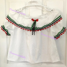 Mexican Folk Costume off the Shoulder Top Handmade womens size Small see Descr.