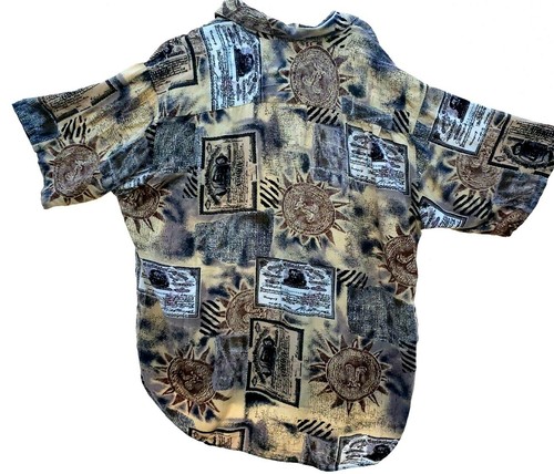 Roundtree & Yorke Mens Short Sleeve Button Up Chicago Railroad Shirt Size L Tan - Picture 2 of 8