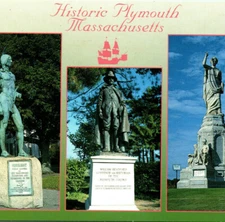 Historic Massasoit Governor Bradford Forefathers Monuments MA Vintage Postcard