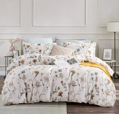 SLEEPBELLA Bettbezug King Size, 600 Fadenzahl Baumwolle gelb & blau Blumen