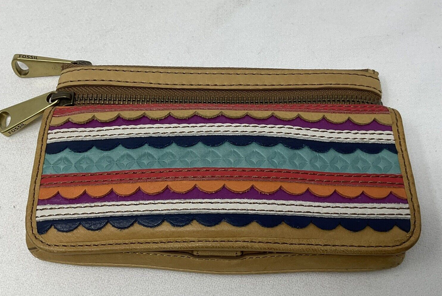 Fossil Multicolor Leather Wallet Patchwork 4" x 7… - image 1