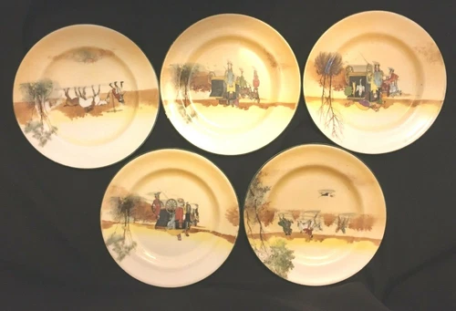 Royal Doulton Coaching Scenes Five Dessert Plates