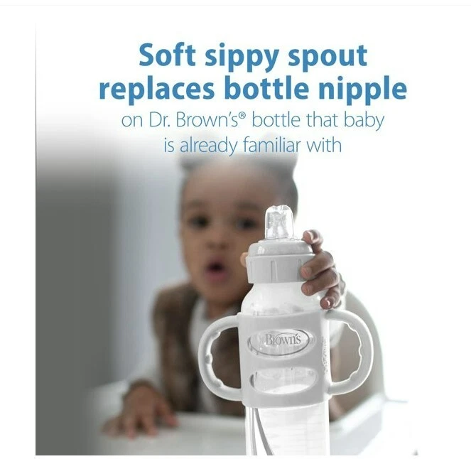Biberón Dr. Browns Milestones Narrow Transitional Sippy 8 oz-250 ml gris Foto 2 de 3