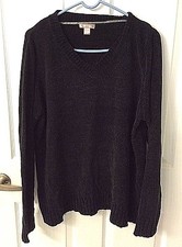 White Stag Women's Solid Black Super Soft V Neck Sweater in Size XL 16-18
