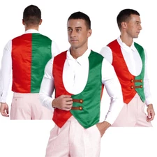 Men Waistcoat Evening Tank Top Party Vest Cosplay Role Play Suits Deep U Neck