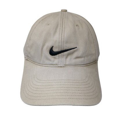Nike Strapback Hat Tan One Size Adjustable Embroidered Swoosh Just Do It Cotton