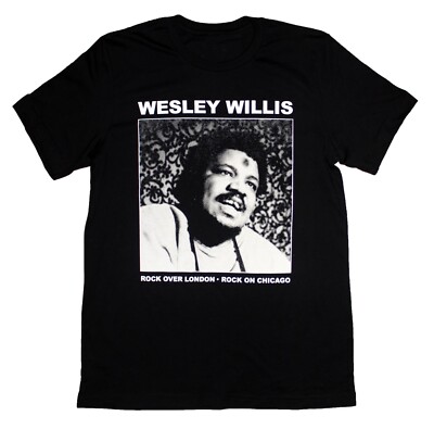 VTG Rock On Chicago Wesley Willis Shirt Short Sleeve Black Unisex S-5XL
