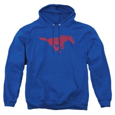 Southern Methodist Adult Pullover Hoodie Distressed Logo, Royal Blue, S-3XL
