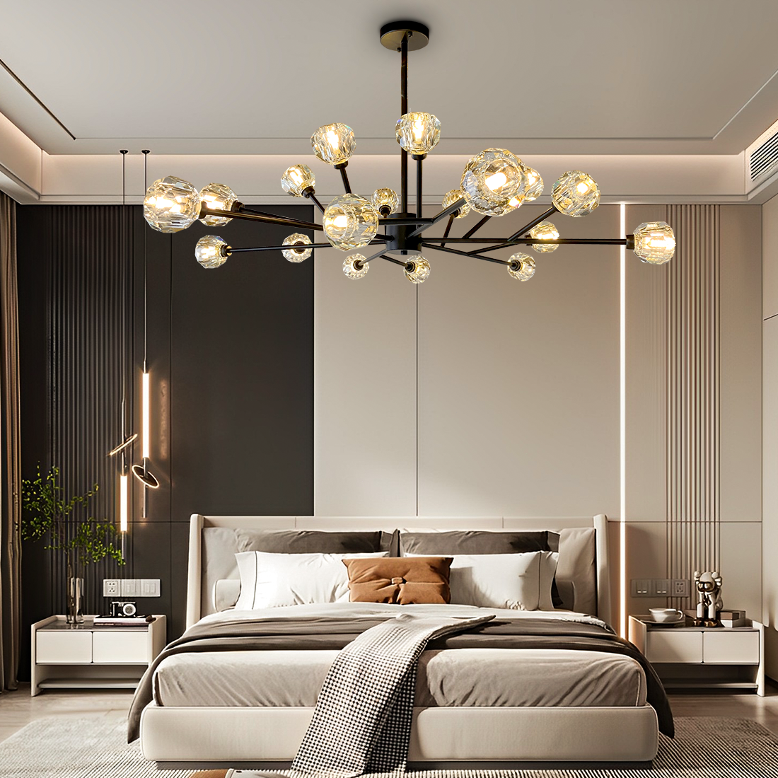 18-Lights Sputnik Chandeliers Mid Century Pendant Light Ceiling Fixture w/Bulbs