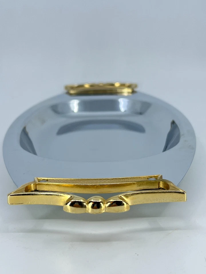 Vintage Kromex Tray w/ Brass Handles Serving Platter / Trinket Dish / Tray 14”L - Image 3 of 4