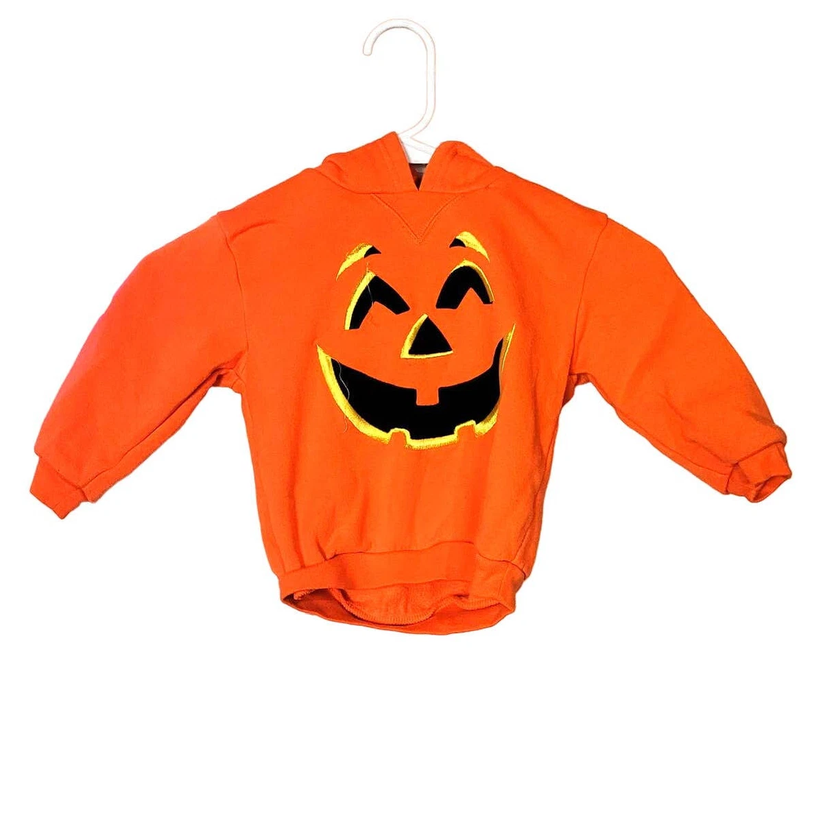 Miniwear Orange Pumpkin Face Pullover Hoodie Sweatshirt Baby Size 24 Months