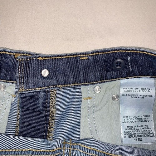 Levi’s Slim Straight Jeans Boy’s 10 Blue Denim Medium Wash Faded Whisker Preppy - Picture 6 of 9