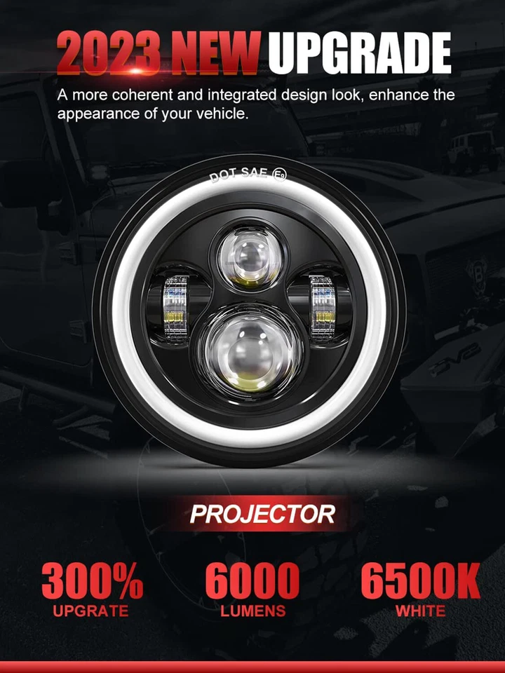 Farol de LED 7" Hi/Lo + 4,5" luzes de passagem para Harley-Davidson Road King FLHR - Imagem 3 de 4