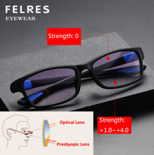 Men Women Square Bifocal Tinted Reading Glasses Full Frame Sport Sunglasses New