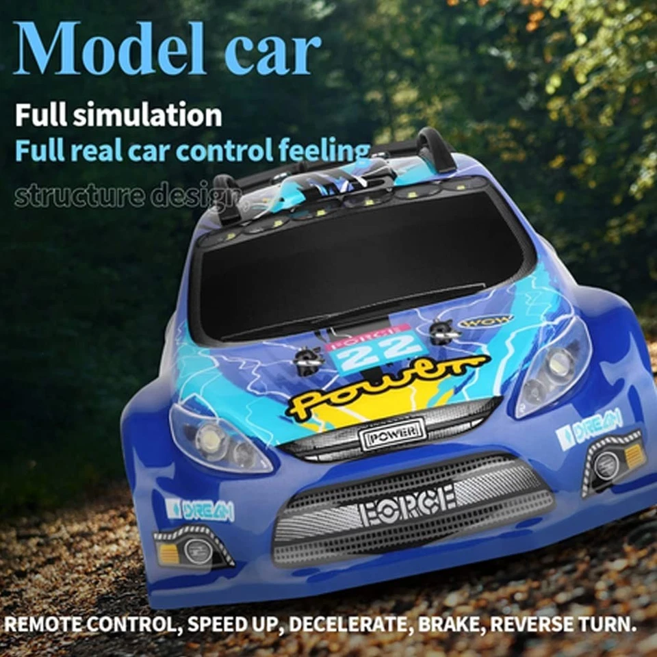 Blue 4Wd Remote Control Car 30Kmh Rc Vehicle With Led Lights And Rubber Tires - Image 2 of 4