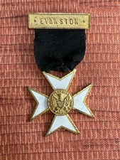 W.W. I era Medal Cross - Evanston - w/ ribbon - I. A. Armstrong Mfg. Co. Chicago