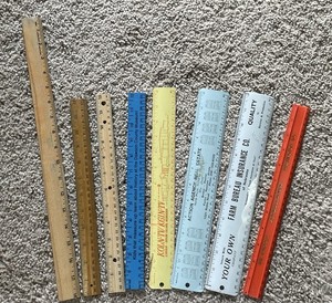 Lot 8 Advertising Rulers-Nebraska…Wood-Metal &Plastic…Farm Bureau-TV-Real Estate