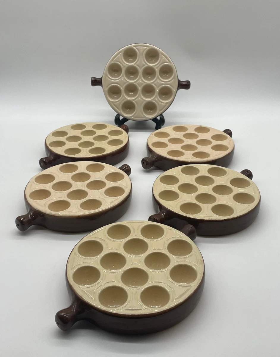 Lot De 5 Anciens Plats à Escargots En Aluminium - Bon état