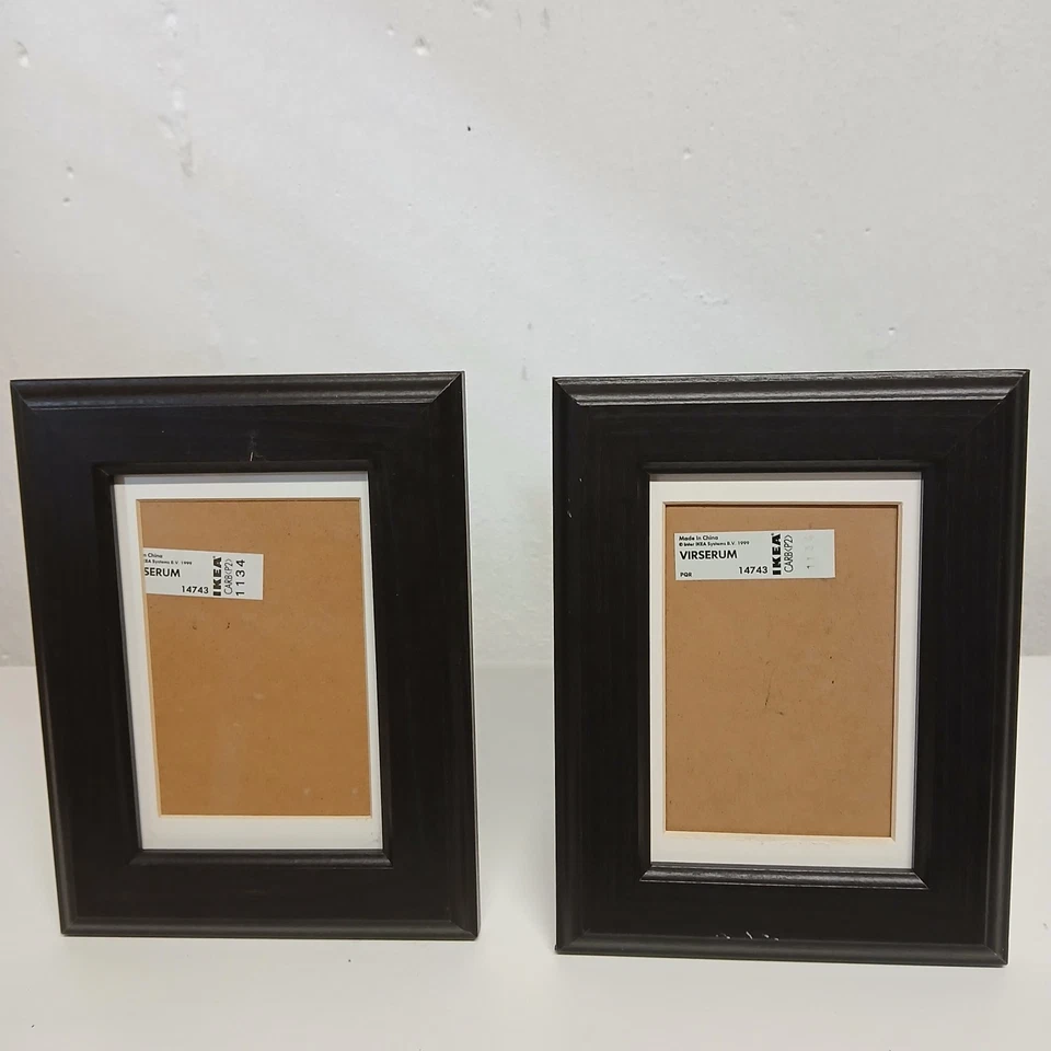 Marco de fotos IKEA Virserum negro/espresso 5x7" 3,5x5,5" juego de 2 colgantes/soportes Foto 4 de 4