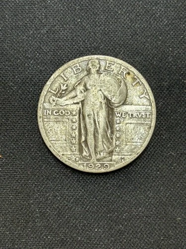 1929-S Standing Liberty Quarter, San Francisco Mint, 90% Silver, Circulate, 25c