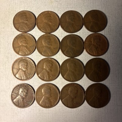 1927-D Lincoln WHEAT Cents Lot Of 16 Coins In Aver Circ Condition See Pictures
