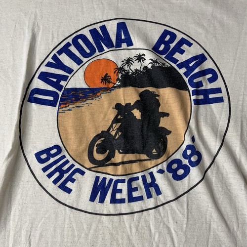 Camiseta blanca Daytona Beach Bike Week 1988 vintage motociclista talla rara: XL - Imagen 2 de 5