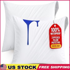 Waterproof Pillow Encasement Covers Set of Two Dust Mite Bed Bug Proof Zippered