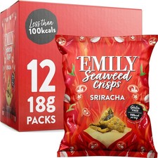 EMILY Seaweed Crisps Sriracha Flavour | Healthy Nori Snack | Source of Iodine,