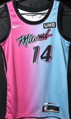 Nike Tyler Herro City Edition #14 Miami Heat NBA Swingman PinkBlue Jersey Size S