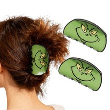 2Pcs Christmas Hair Claw Clips Green Haired Monster Design Acrylic Winter Hai...