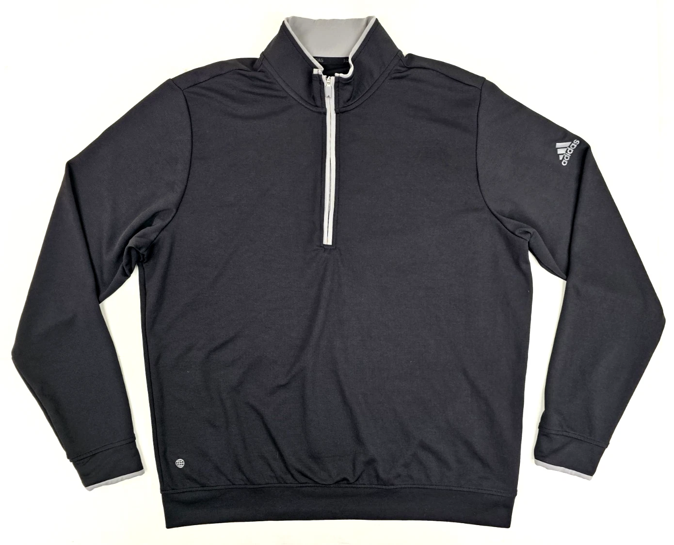 Adidas Lightweight 1/2 Zip Performance Shirt Men L, Black Long Sleeve Mock Neck