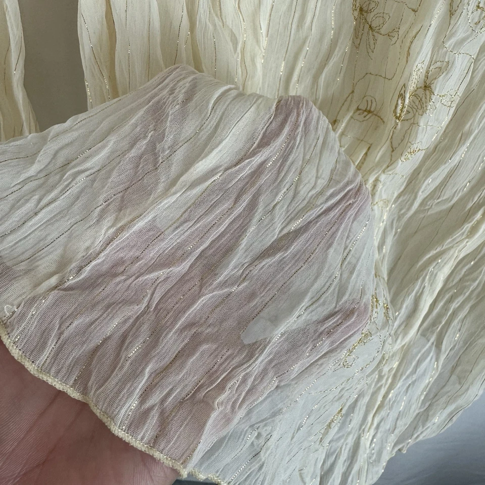 De Colección Y2K Top Arrugado Gasa Romántico Núcleo de Hadas Boho Talla 3X Adornado Con Cuentas Foto 4 de 4