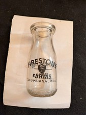 firestone farms 1/2 pint milk bottle, columbiana ohio