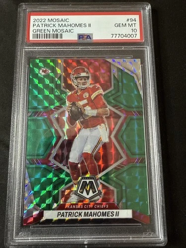 2022 Panini Mosaic - Patrick Mahomes II #94 Green Mosaic Prizm PSA 10 Gem Mint