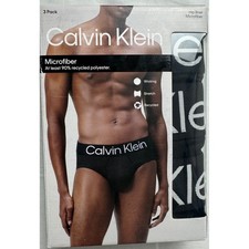 Calvin Klein Mens 3 Pack Microfiber Hip Briefs Black Large