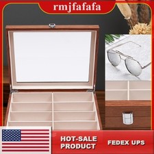 8-Slots Eye Glasses Eyewear Sunglasses Wood Case Display Storage Organizer Box