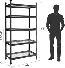 WORKPRO 5-Tier Metal Garage Shelving Unit 36”W x 18”D x 72”H Adjustable Storage