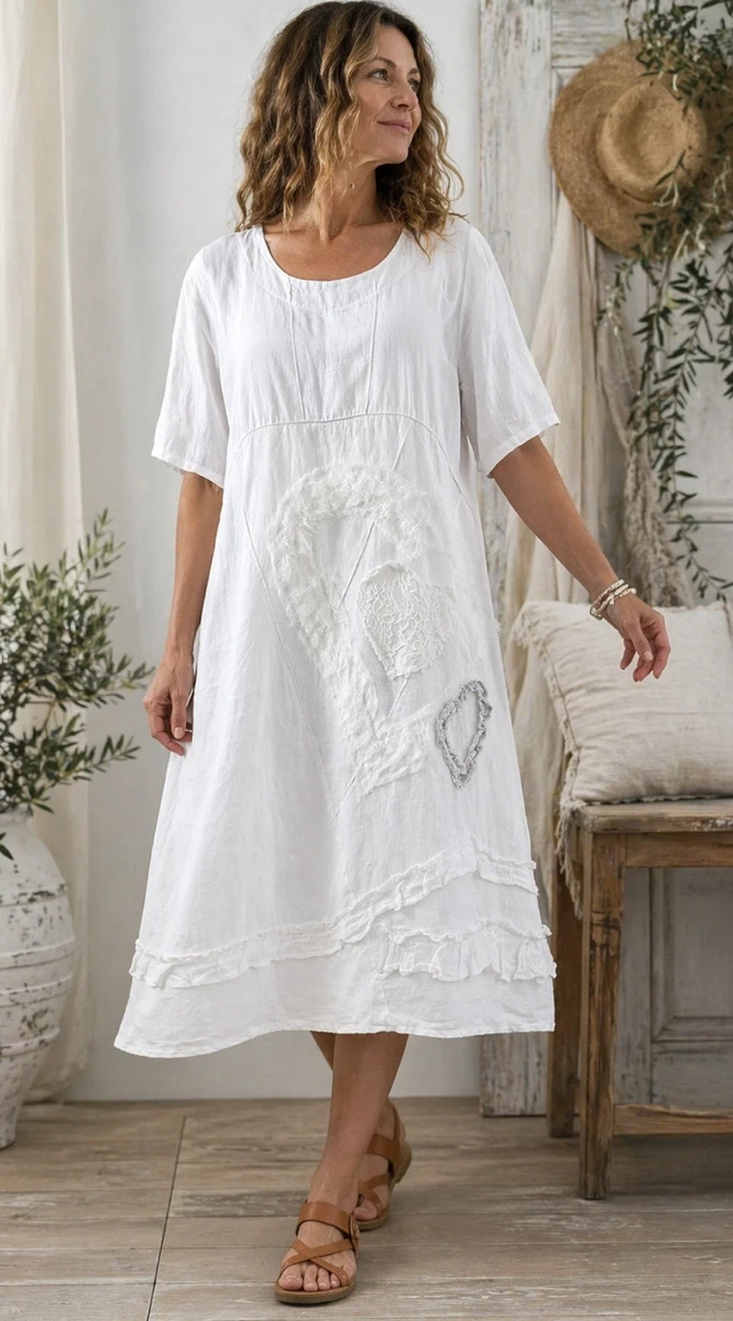 White Linen Dresses for Women for sale | eBay UK