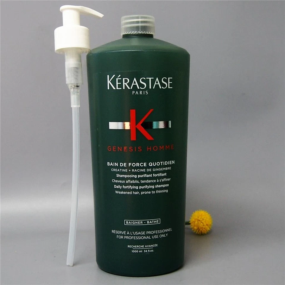 W Pump Kerastase Genesis Homme Bain De Force Quotidien 34oz/1000ml PRO para HOMBRE Foto 2 de 3