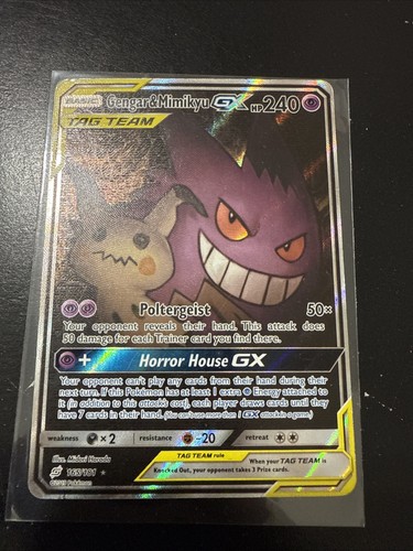 Pokemon S&M Team Up Gengar & Mimikyu GX 165/181 Alt Art Tag Team English (REAL)！