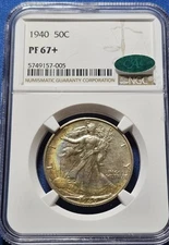 1940 Walking Liberty Half Dollar NGC CAC PF 67+ Beautiful Colors!