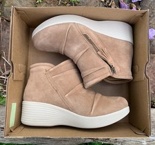 New Skechers Boots Size 6 Ankle QVC £75.00 Parallel Line Chestnut Suede Leather