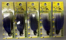 5-Mack's 1/4 oz Rock Dancer Bucktail Jig Lure w/Glo Eyes. Black/Purple. 5 Pack!!