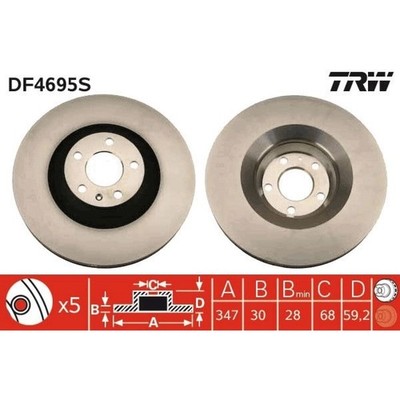 2x TRW DF4695S Bremsscheibe für AUDI A6 4F2 C6 4FH 4F5 Bremsscheiben