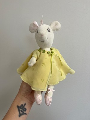 Rare Vintage American Girl Angelina Ballerina Mouse Plush in Yellow Dress