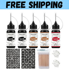 Henna Tattoo Kit Gel Ink Waterproof 78 Free Stencils DIY Tattoos Freckles Women