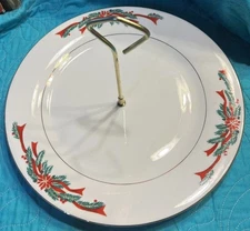 Poinsettia and Ribbons Holiday Tidbit Snack Serving Tray Vintage